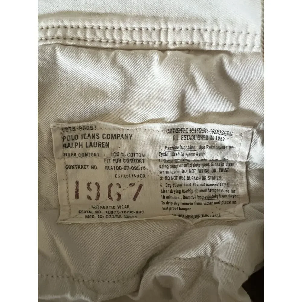 Polo Jeans Ralph Lauren Military Trousers Cargo Shorts 38 Khaki Vtg Y2K